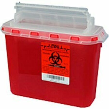 PPI Plasti-Products 5.4 Qt. Sharps Container, For Use with BD Wall Cabinet, Red, Case of 20 143154